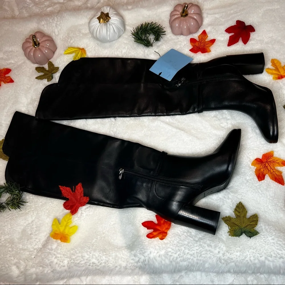 Antonio Melani Over the Knee High  Black Leather Boots. #47